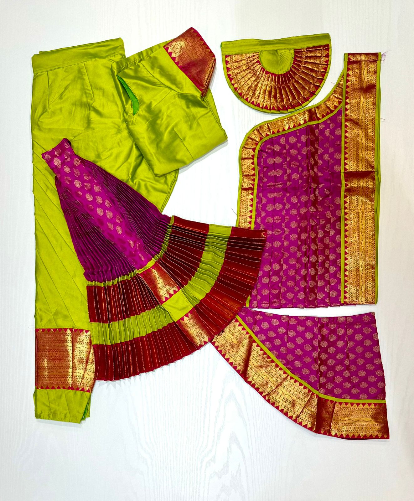 Professional Light Green & Pink Bharatanatyam Costume – Shiva Sai  Collections