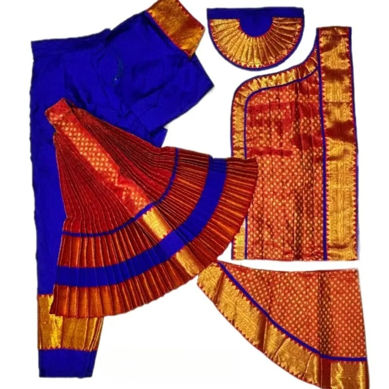 Bharatanatyam costume set with pant, blouse, pallu, centre fan and seat belt - Shiva Sai Collections