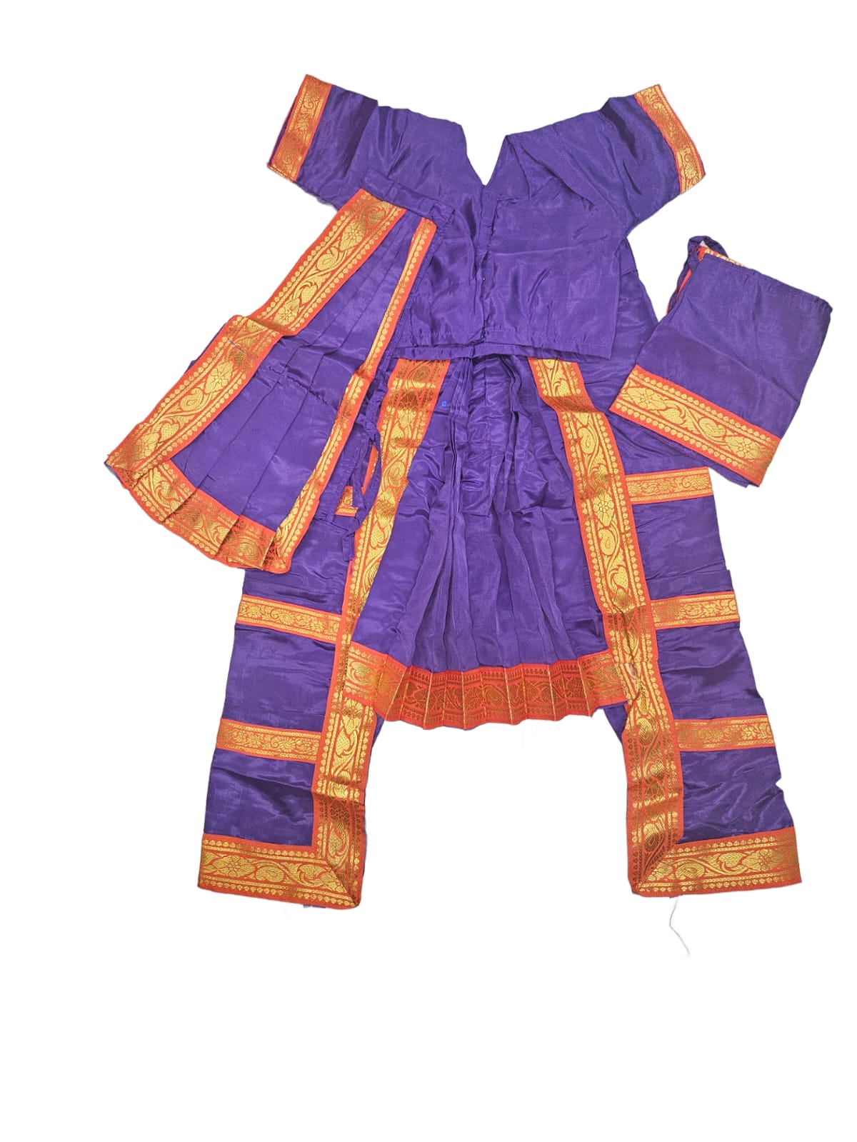 China Silk Bharatanatyam Costume - Violet & Red