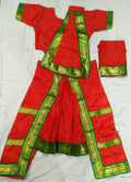 China Silk Bharatanatyam Costume - Red & Green