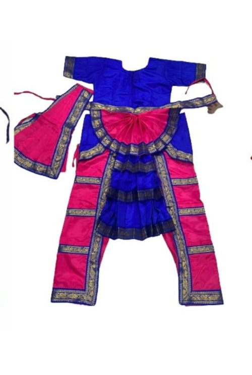 strapless open back dress China Silk Bharatanatyam Costume Pink Blue
