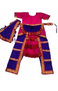 China Silk Bharatanatyam Costume - Red & Blue