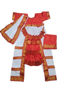 China Silk Bharatanatyam Costume - White & Red