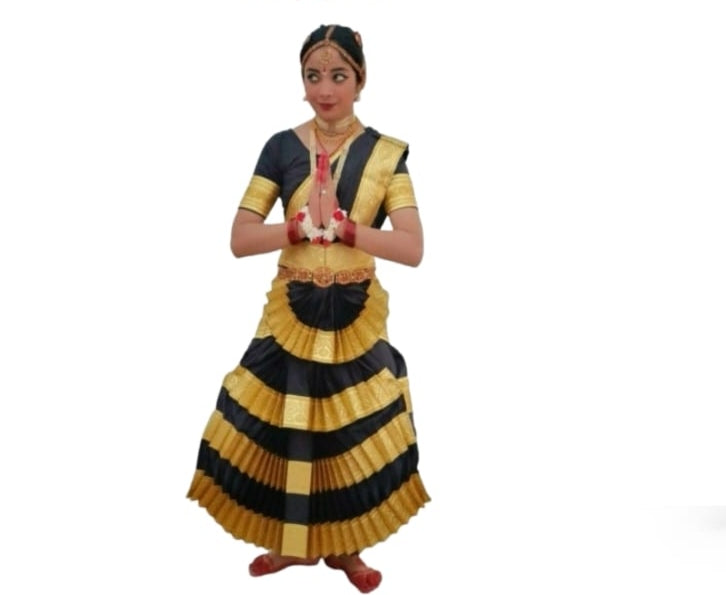 black and gold bharatanatyam dress Golden Indian Classical Dance Bharatanatyam Dress main image 0