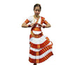 China Silk Bharatanatyam Costume - White & Red