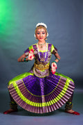 Professional Bharatnatyam Costume Parrot Green with Violet