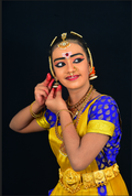 Professional Bharatanatyam Arangetram Costume - Blue & Yellow Silk